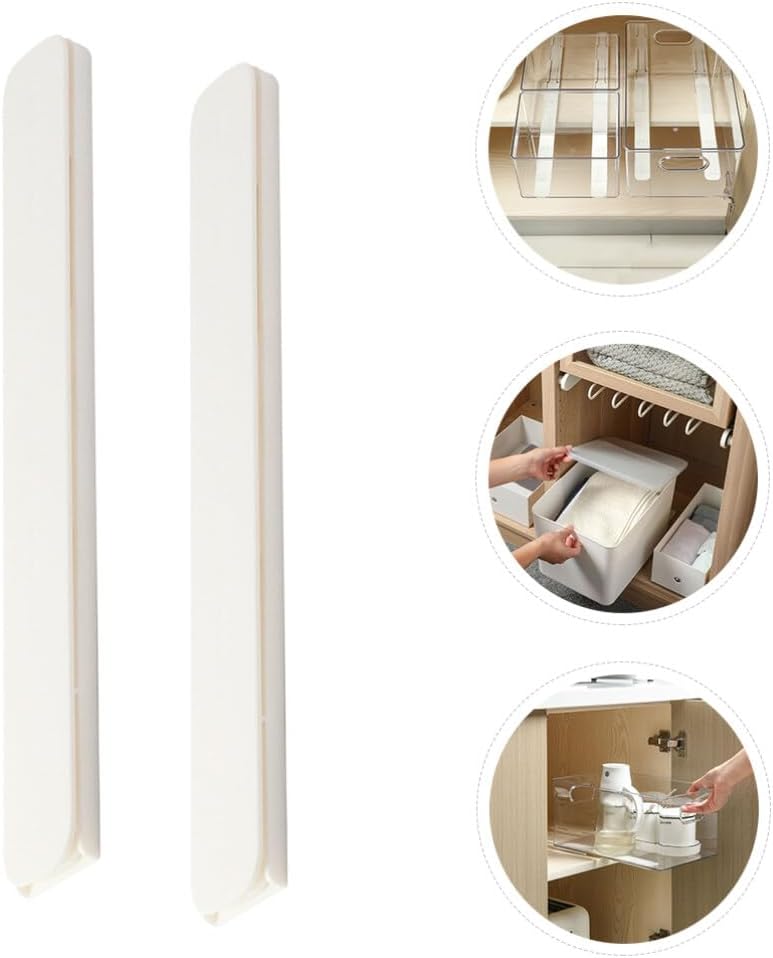 YARNOW Self-Adhesive Drawer Guide Slides 10.39 Inch Cabinet Drawer Track Strip with Flexible Adhesive Rails for Kitchen Bathroom Storage Drawers 2 Pack