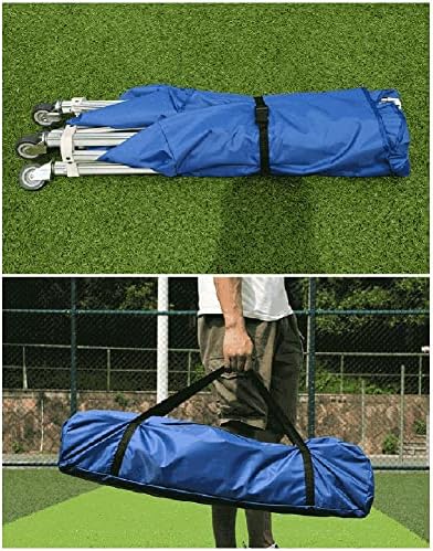 Foldable Rolling Sports Balls Cart - Versatile Storage Rack for Basketballs, Footballs, Baseball Bats, Water Bottles, Hats & More - Blue, 65x55x102cm