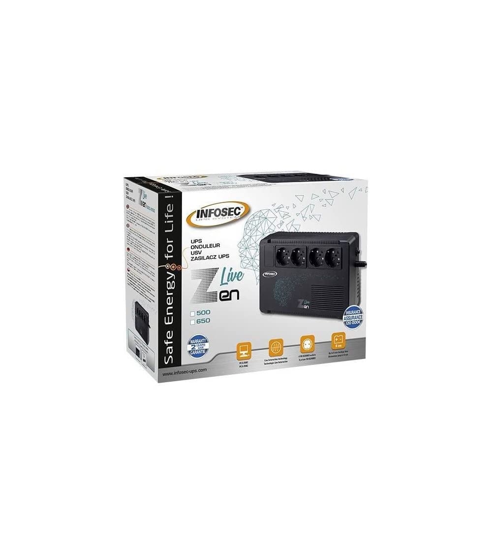 Infosec ONDULEUR Zen Live 500 * 4prises SCHUKO/FR LED/2A(66081)*0812