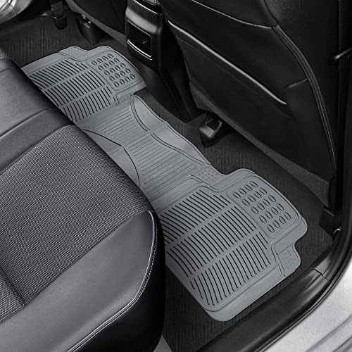 Bdk Original Proliner 3 Piece Heavy Duty Front & Rear Rubber Floor Mats For Car Suv Van & Truck, Gray - All Weather Floor Protection With Universal Fit Design #TOP2