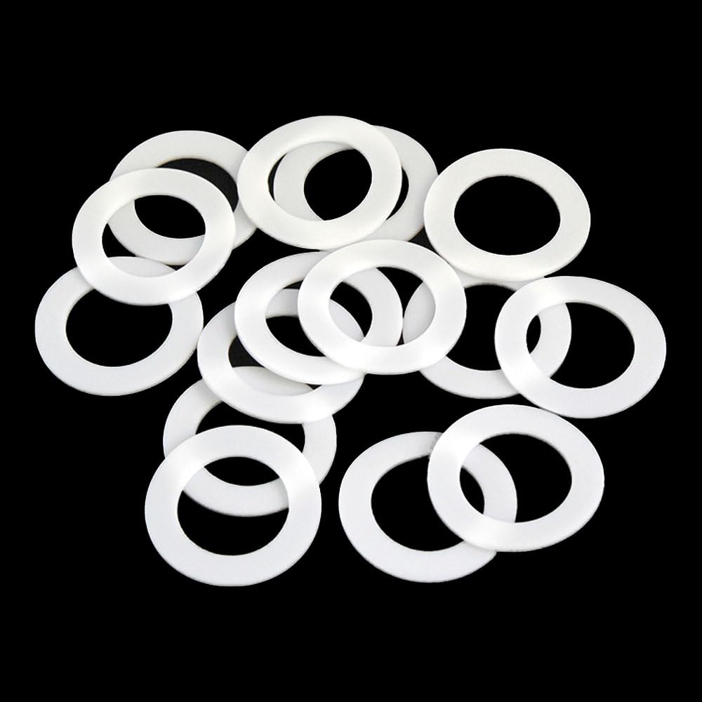 arandela de PTFE, Arandelas planas de PTFE, paquete de 10, color blanco, ID, 5-45 mm, 3 mm de espesor, for manómetro(51x22x3mm)