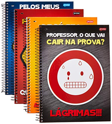 Caderno de 1 Matéria, Capas Sortidas, Jandaia, 51335-15, 27.5x23cm, 4 Unidades