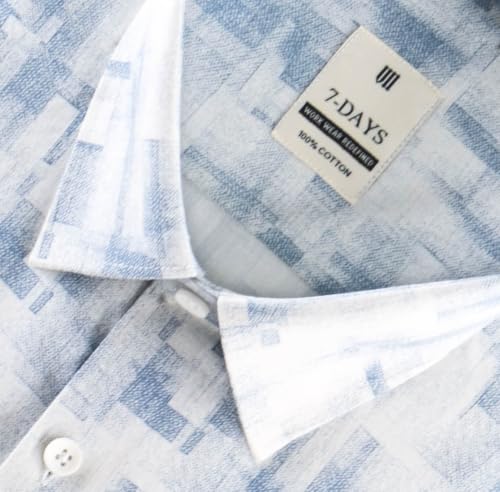Image of 7-DAYS Men's Premium Printed Shirt - 100% Cotton, Regular Fit, Full Sleeve, with Pocket - Versatile for Formal Occasions and Casual Wear