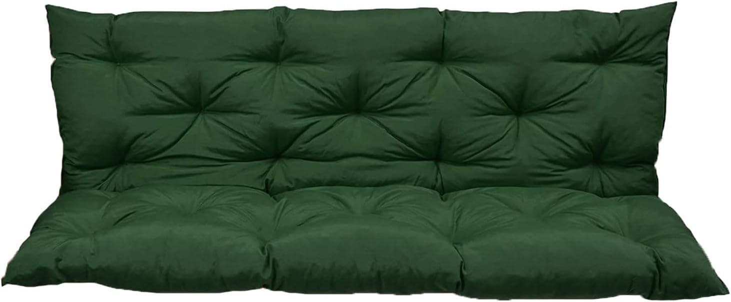 Outside Benches Cotton Filled Cushion With Backrest, Thicken Swing Cushions 2/3 Seater Replacement, Porch Swing Cushions Outdoor (40 X 40 Inch, Dark Green)