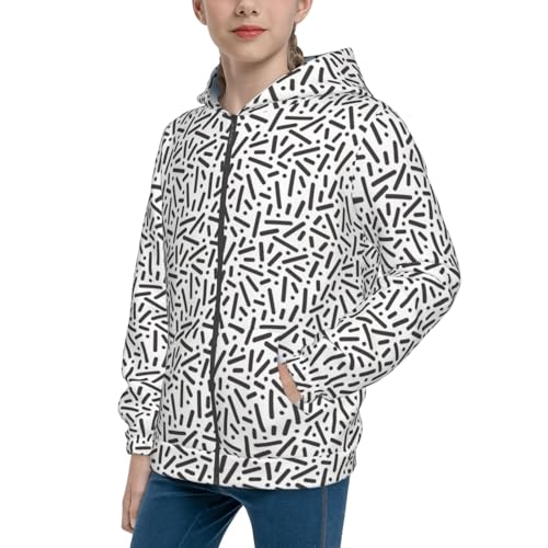 Mosaic Black and White Texture Kid Hoodies Boys Zip Up Sweatshirts Girls Pullover with Pocket