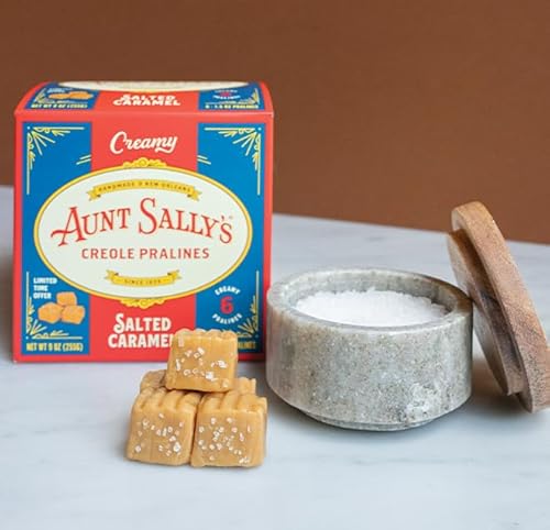 Aunt Sally's Creamy Salted Caramel Pralines – 6 count box- New Orleans Most Famous Praline- Handmade Pecan Candy