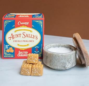 Aunt Sallys Creamy Salted Caramel Pralines 6 count box- New Orleans Most Famous Praline- Handmade Pecan Candy