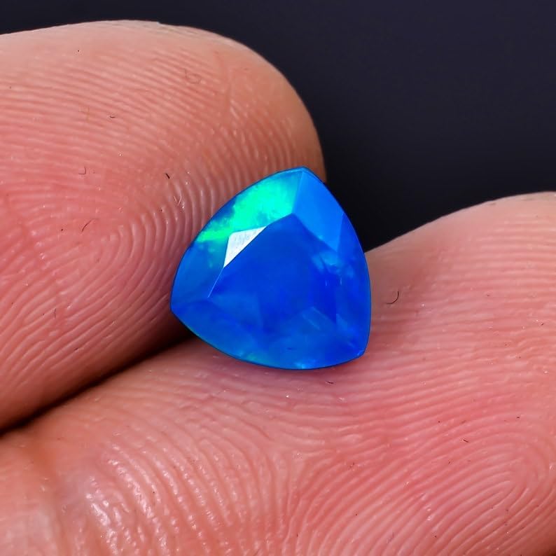 1 Piece Natural Ethiopian Paraiba Opal 7x7mm Trillion Shape Faceted cut loose gemstone for Jewelry making.