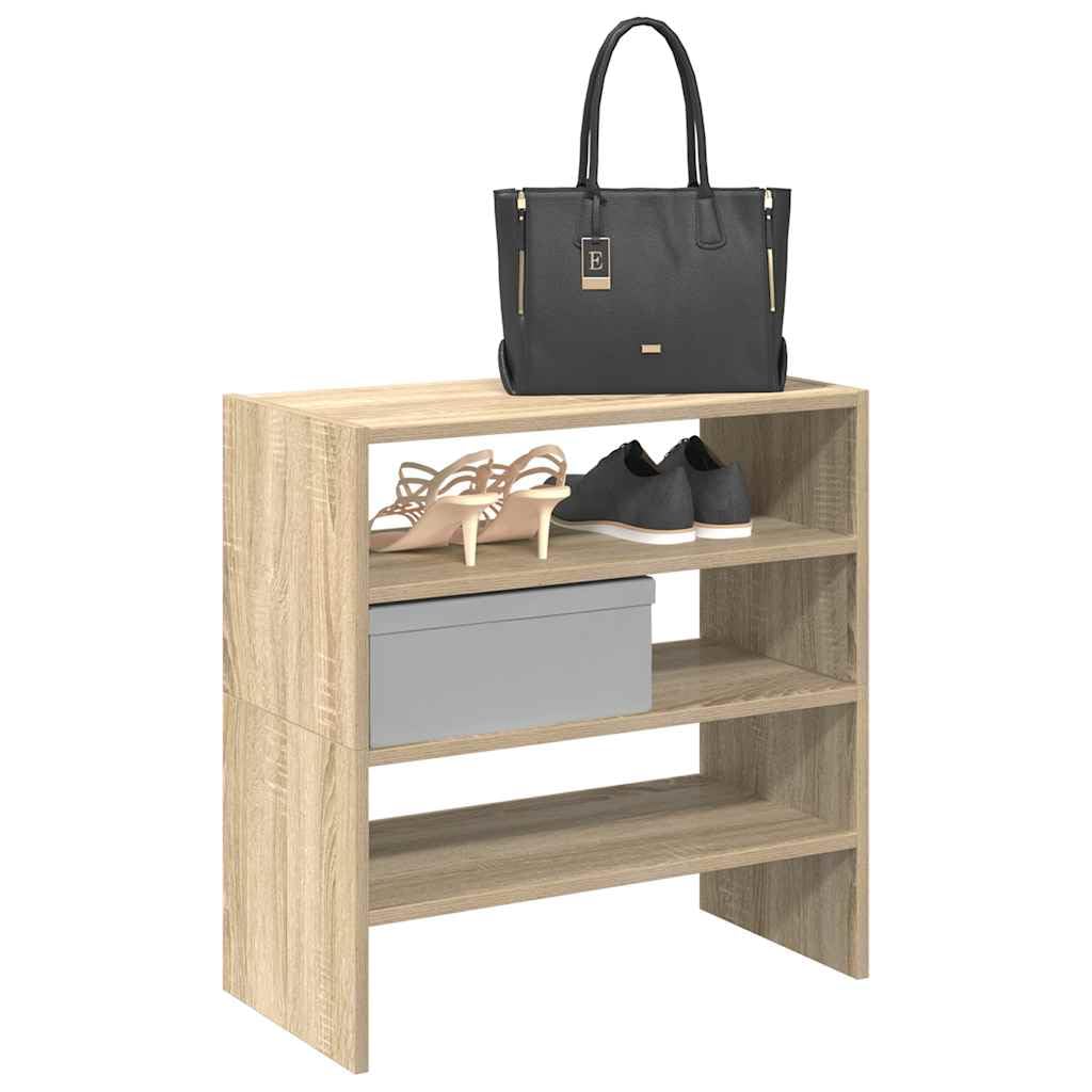vidaXL Schuhregale 2 STK. Stapelbar Sonoma-Eiche 60x30x30,5 cm, Schuhaufbewahrung, Schuhorganizer, Schuhständer, Schuhschrank, Schuhablage, Flurregal