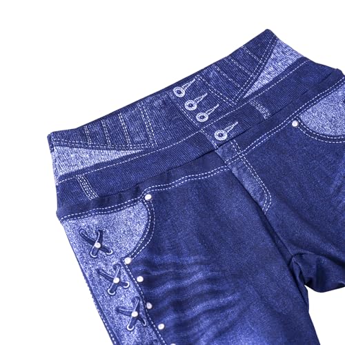 Womens Denim Pants High Waisted Stretch Pull On Imitation Denim Pants2
