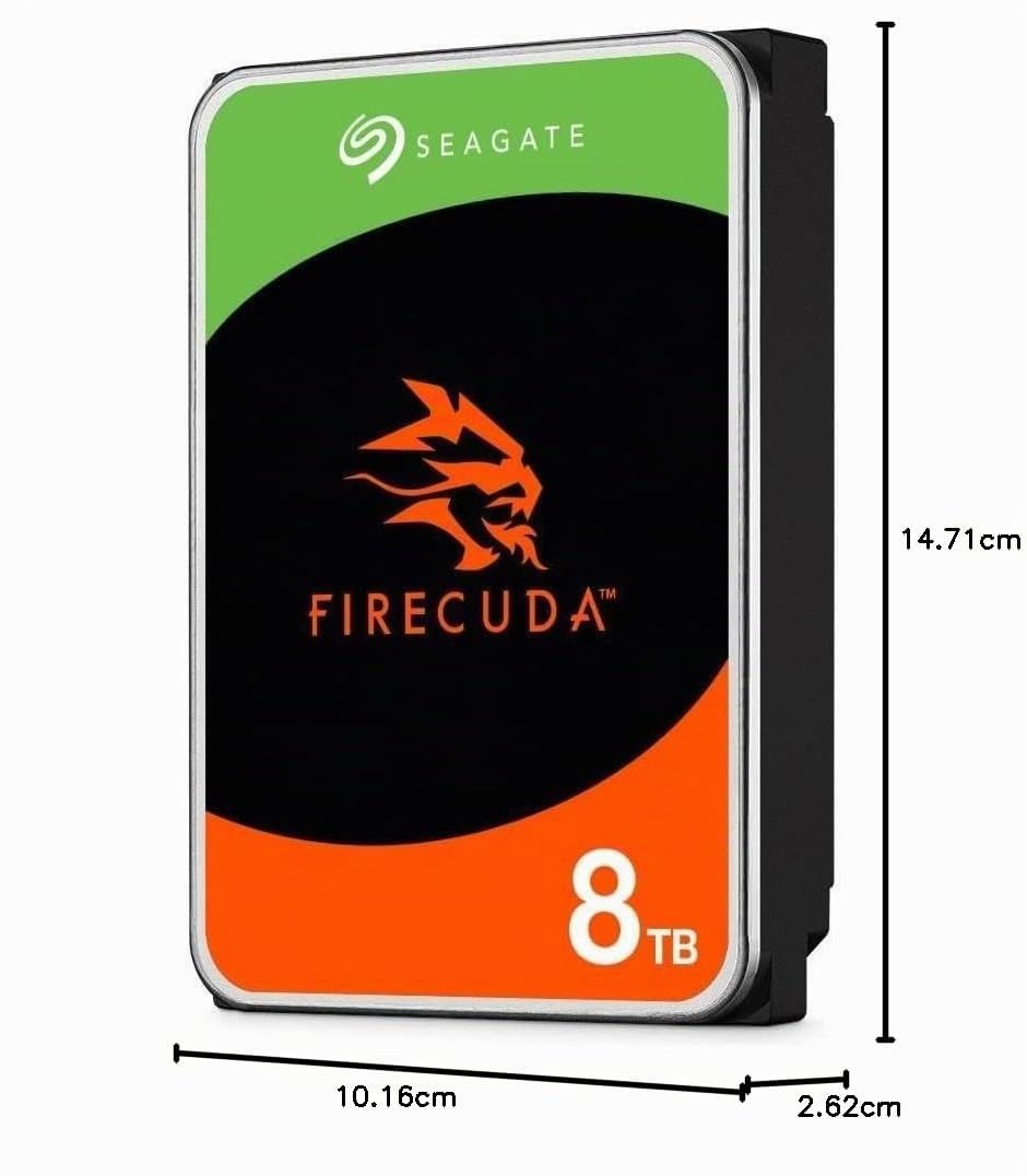 Seagate FireCuda HDD de 8 TB, Disco Duro Interno - 3,5 pulgadas, CRM, SATA a 6 GB/s, 7200 rpm, 256 MB de caché, 300 TB, 3 años Rescue Services (ST8000DXA01)
