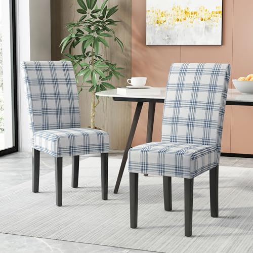 Blue Buffalo Buffalo Plaid Wingback Dining Chair Slipcover Dining