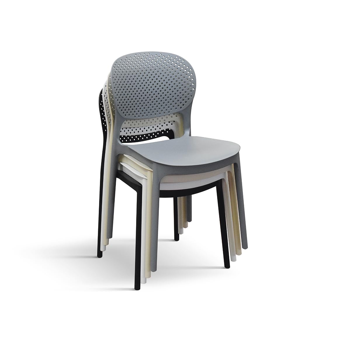 PAZZO DESIGN Silla Anita, Juego de 4 sillas, gris, sillas de polipropileno, sillas de cocina, silla de comedor, apilables - id_2057