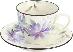 セラミック藍 花かおり コーヒー碗皿 えぞ菊 サイズ：約φ9 H7.5 60187