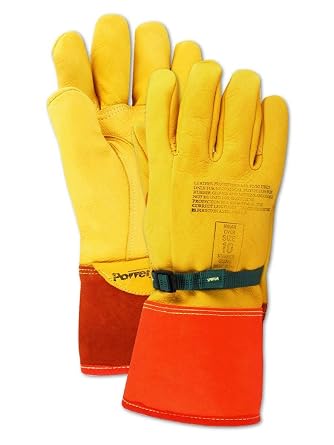 MAGID 13" High Voltage Leather Protector Gloves | For Use With Rubber Electrical Insulating Gloves, Size 8, Yellow 1 Pair