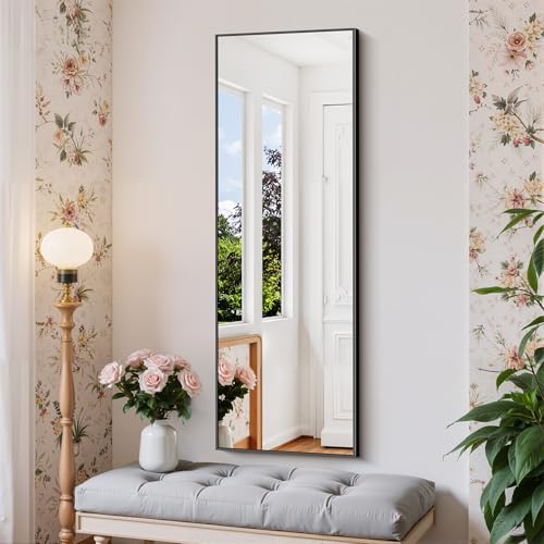 Image of COFENY Black Bathroom Mirror for Wall, 16x48 Inch Rectangle Mirror with Metal Frame, Modern Vanity Mirrors for Bathroom Living Room, Entryway Hangs Horizontal or Vertical
