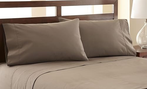 Miniatura 5 de Amrapur Overseas  Juego de sábanas de algodón sólido de 4 piezas de 1200 hilos (beige, King)