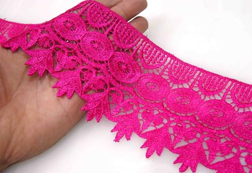 Image of Strala Red Color Laces for Dresses, Sarees, Lehenga, Suits, Bags, Decorations, Borders, Crafts and Home Decor,Blouse (3mtr) Design-801 (Pink)