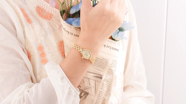 Women\'s All Gold Vintage Copper Mirrors Shape Dainty Ladies Quartz Luxury Watch Gold Watches for Women Dainty Ladies Quartz Watch Vintage  main image 2
