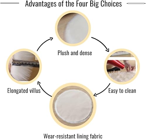 Miniatura 4 de NINGDAN 2 alfombras redondas de piel de oveja sintética de 12 pulgadas, esponjosas, para sala de estar, tamaño pequeño, para fotografiar el fondo de