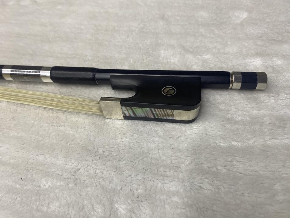 3/4 double Bass Bow Upright Bass balck Carbon Fiber Bow Ebony Frog Natural Horsehair Black or white for adult (white)