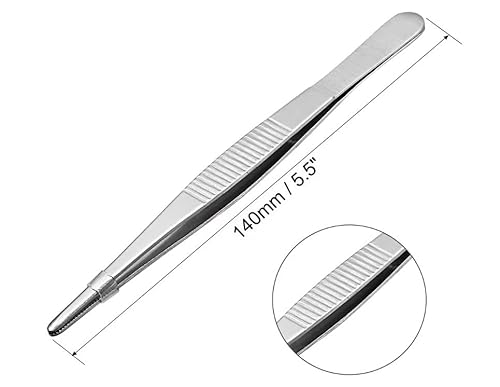 Medizinische Pinzette aus Edelstahl, Chirurgische Pinzette, 5,5 Zoll Verbandspinzette gezahnte gerade Spitze rutschfeste chirurgische Pinzette aus Edelstahl für medizinische Anwendungen, Labore