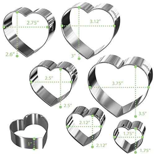 Bakerpan Stainless Steel Heart Cookie Cutter Shapes - Set Of 6 Sizes #TOP3