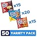CHIPS AHOY! Cookies Variety Pack, Original Chocolate Chip, Chewy Chocolate Chip with Reese's Peanut Butter Cups & Chewy Hershey's Fudge Filled Soft Cookies, 50 Snack Packs (2 Cookies Per Pack)