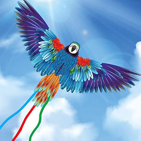 JEKOSEN 55" Parrot Huge Kite for Kids and Adults Easy to Fly Single Line String with 55" Tail for Beach Trip Park Family Outdoor Games and Activities Cover