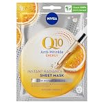 NIVEA Q10 + C Power Anti-Wrinkle + Energy Sheet Mask (1 Piece), Anti Ageing Moisturiser Mask with Vitamin C, Face Mask with Coenzyme Q10, Anti Wrinkle Cream Mask