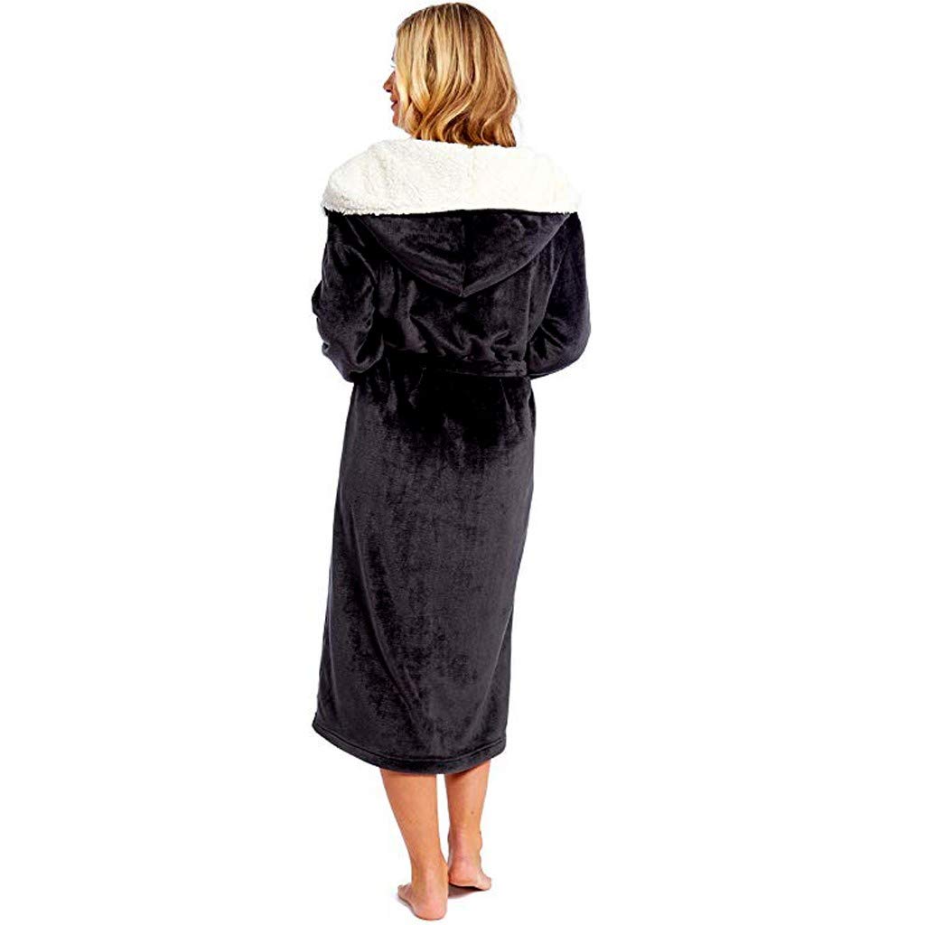 Accapatoio,Accappatoio Uomo,Accappatoio Donna Accappatoio Donna, Caldo e Spesso, Flanella/Pile con Cappuccio Tasche, Vestaglia a Maniche Lunghe