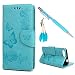 Produktbild Hülle Case für Wiko Tommy 3, Leder Filp Wallet Handyhülle Flipcase: Großer Schmetterling Multifunktionale Tasche Cover Brieftasche Schutzhülle in Blau + Stöpsel + Stylus