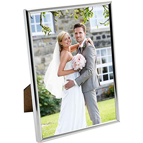 Marco de fotos de metal HUIXIANG, Plateado, 7 pulgadas