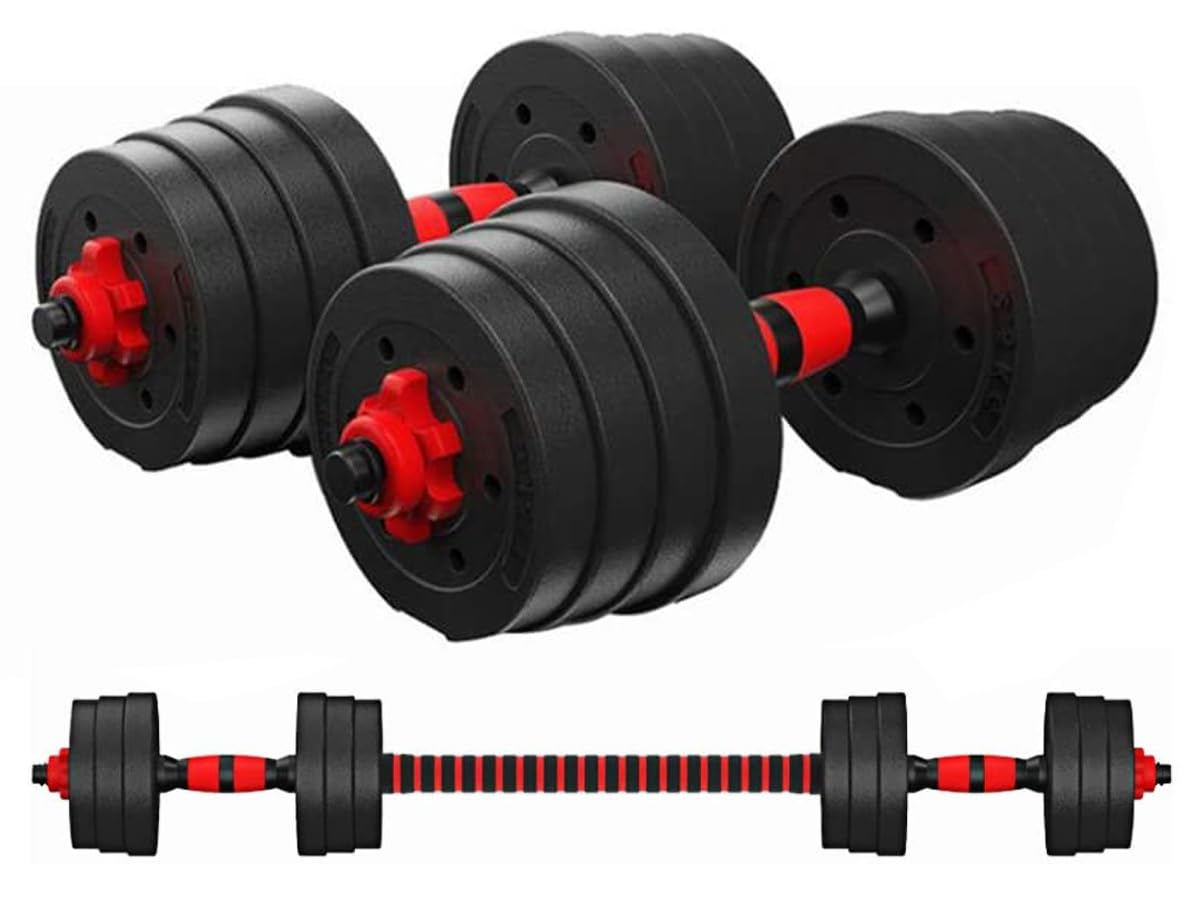 Adjustable Dumbbell Set with Spinner Locks, 20kg/30kg Options Non-slip Handle 2 Bars Steel Construction With extended bar (20, Kilograms)