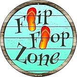 Metal tin sign roundTrigger Zone Pool Tropical BeachRetro wall decoration restaurant and bar home...