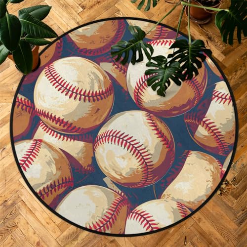 Tapete Redondo Retro Baseball 160 cm Lavable Antideslizante miniatura 7