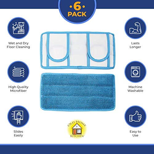 Microfiber Reusable Mop Pad | Durable Machine Washable Mop Pads | Reusable Floor Mop Pad | Swiffer Compatible Dry Mop Pads (6 Pack) #TOP1