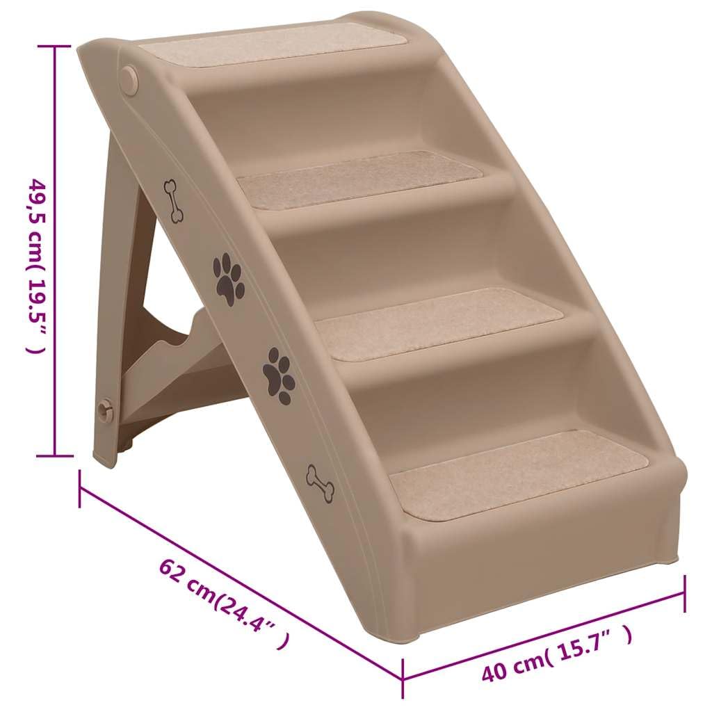 Scaletta pieghevole per cani, in polipropilene e feltro, 62 x 40 x 49,5 cm, antiscivolo, con gradini antiscivolo, ausilio per salire per cani, gatti, cuccioli, anziani, divano, letto, auto
