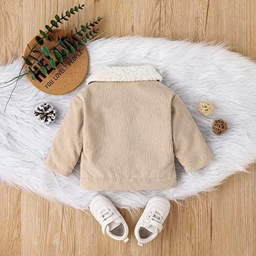 Noubeau Baby Boys Girls Corduroy Trucker Jacket Kids Toddler Sherpa Lined Top Lapel Button Down Thicked Warm Coat Winter Outerwear thumb #5