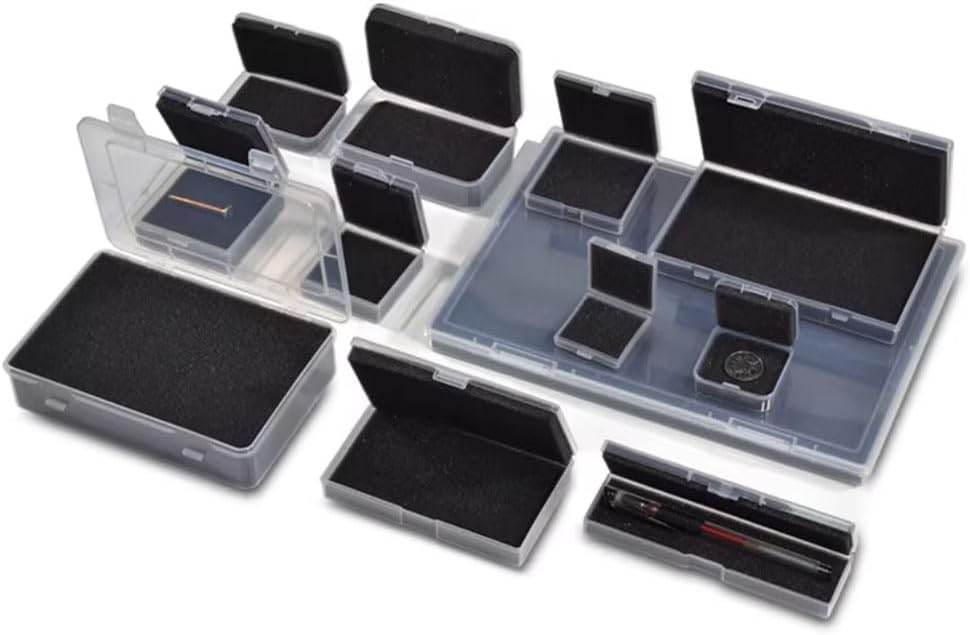 5 Pack Anti-Static ESD Sponge-Lined Plastic Storage Box - Component Organizer for IC Chips, PCBs, Integrated Circuits, Tools, and SMT Parts Adjustable Compartments (black,138 * 83 * 23mm)