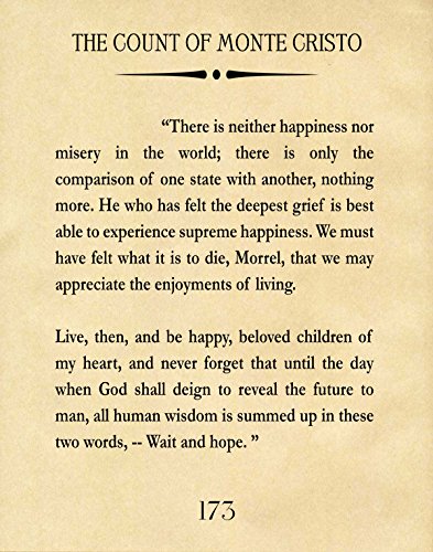 Cadeau pour lecteur affiche Le Comte de Monte-Cristo citation littéraire Dumas 50x70cm