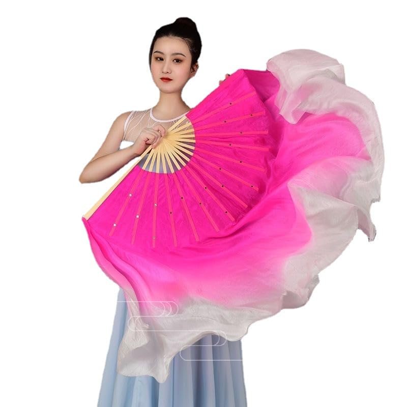 HEARTTOUCH 100% Silk Belly Dance Fan Women Hand Made Silk Dancing Fans for Taichi Kungfu Square Dance Party Stage Performance