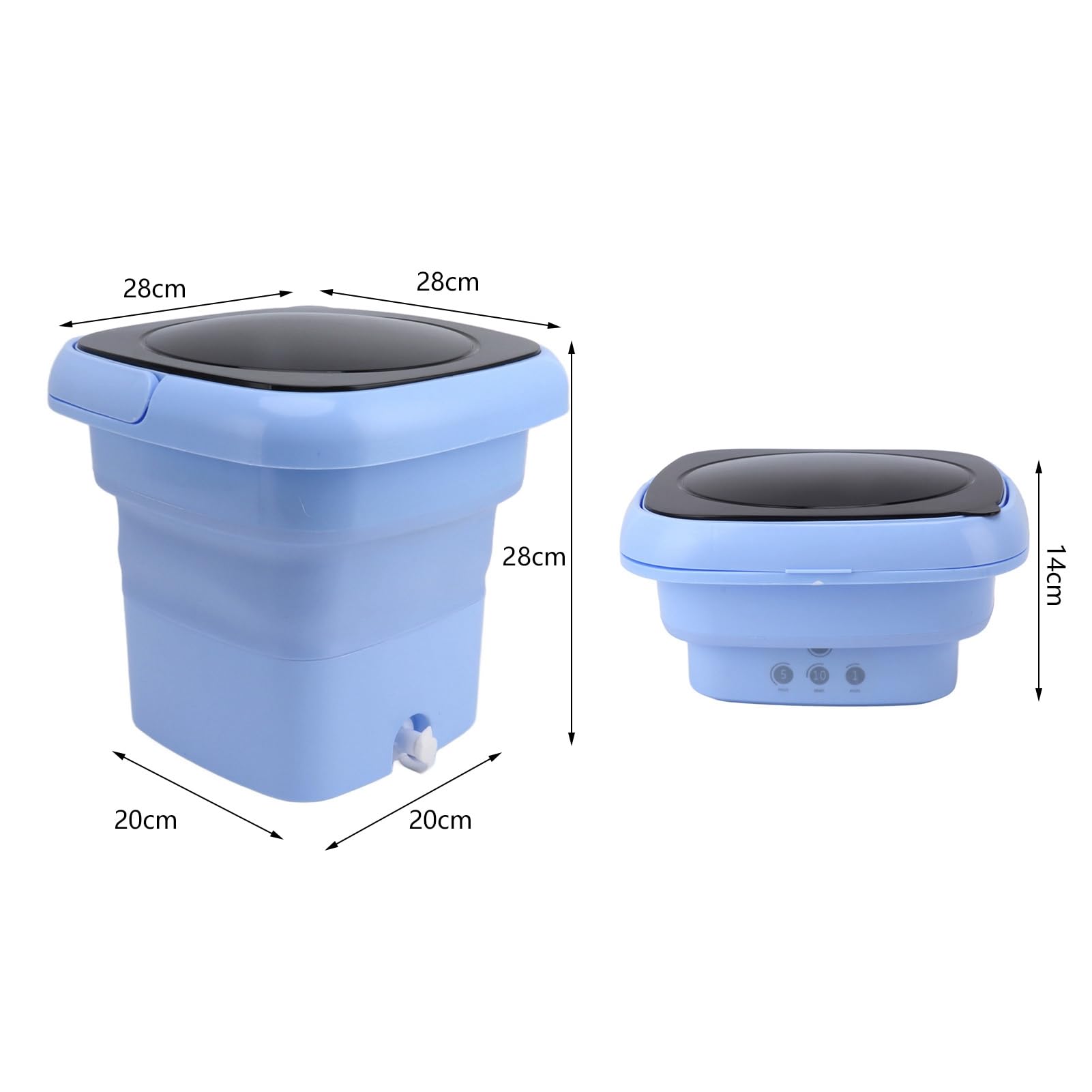 Machine à Laver Portable, Conception Intégrée, Mini Laveuse Pliable de 10 L, Nettoyage en Profondeur des Sous-vêtements, Chaussettes, Tissus pour bébé, pour Camping-car, (BLUE)