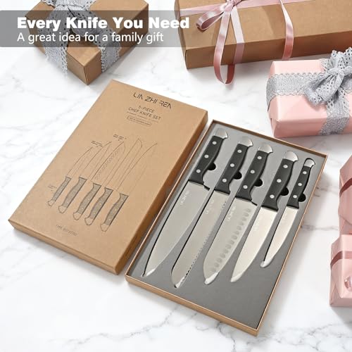 LIN ZHI REN Professional Kitchen Knife Set, 5-Piece Stainless Steel Knives, Sharp Blades and Ergonomic Handles, Dishwasher Safe - Image 8