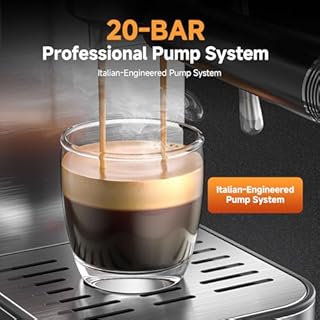 COFIBREWS 20 Bar Espresso Coffee Machine with LED Touch Screen, Espresso Maker with Self-Cleaning Function & Milk Frother, Compact Cappuccino & Latte Maker for Home and Office