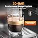 AMZCHEF Espresso Coffee Machines with 20 Bar Pressure, Self-Cleaning & Memory Function, LED Touch Screen, Compact Coffee Machine with Milk Frother for Home
