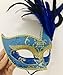 Sheliky Masquerade Mask for Women Halloween Costume Masks Feather Mardi Gras Cosplay Party Masque (Blue)
