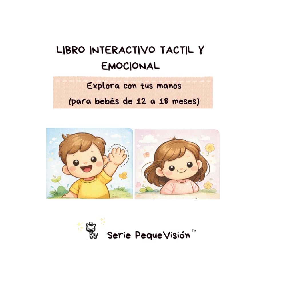 Libro interactivo táctil y emocional. Explora con tus manos. Para bebés de 12 a 18 meses (PequeVisión Studio - Estimulación visual del bebé)