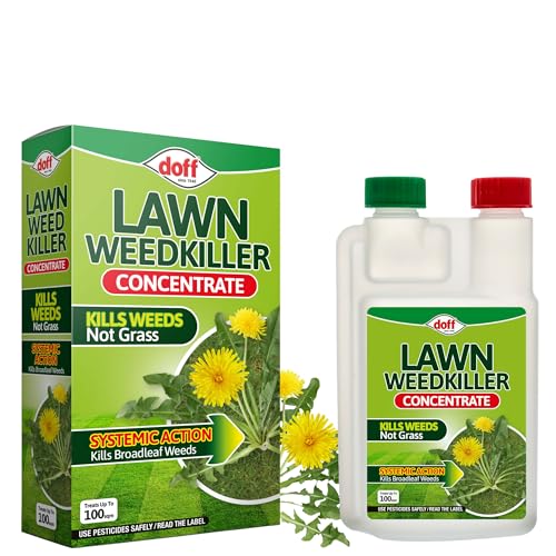 Doff Concentrated Lawn Weedkiller – 200ml Ready for Dilution in Water for Lawn Protection – Kills Vegetation & Rooted Weeds on Lawns & Grassy Areas - Long Lasting Weed Control – Strong Weed Killer
