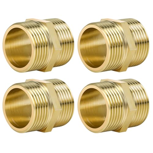 Aitsite Mamelon Double 1 Pouce Filetage Extérieur en Laiton, Double Mamelon Hexagonal, Robuste et Antirouille, Raccords en Laiton Adapté à L'eau Potable(Lot...